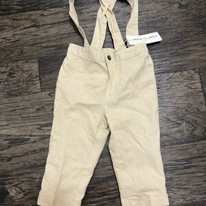 Janie and Jack Light Cream Cross-Back Suspender Overalls